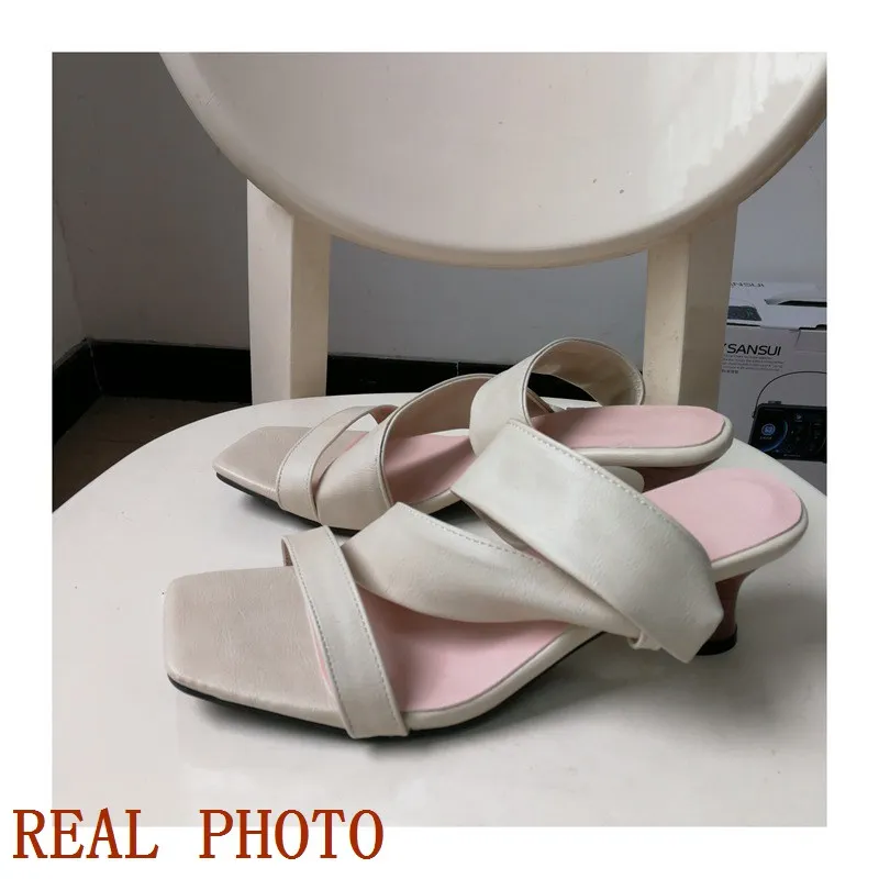 Girseaby Brand Elegant Mules for Women Sandals Square Toe Heel 5.5cm Slip On Plus Size 48 49 50 Soft Daily Female Shoes