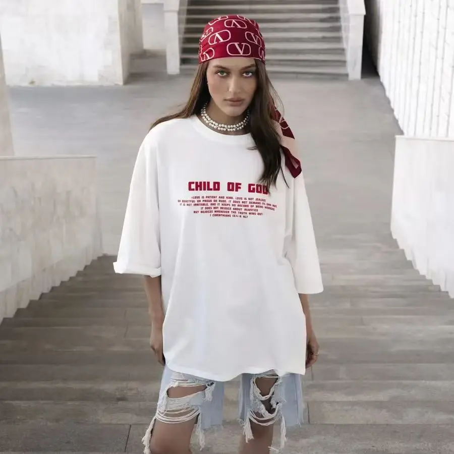 Child of God Print Religious Scriptures Letter Design Soft Comfortable Tshirt Woman Short Sleeve Casual Female Tees Dropshipping