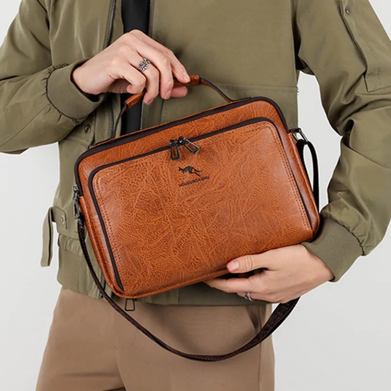 Zakelijke Casual Heren Schoudertas Vintage Lederen Mannelijke Crossbody Tas Grote Capaciteit Messenger Bag Mode Man Handtas