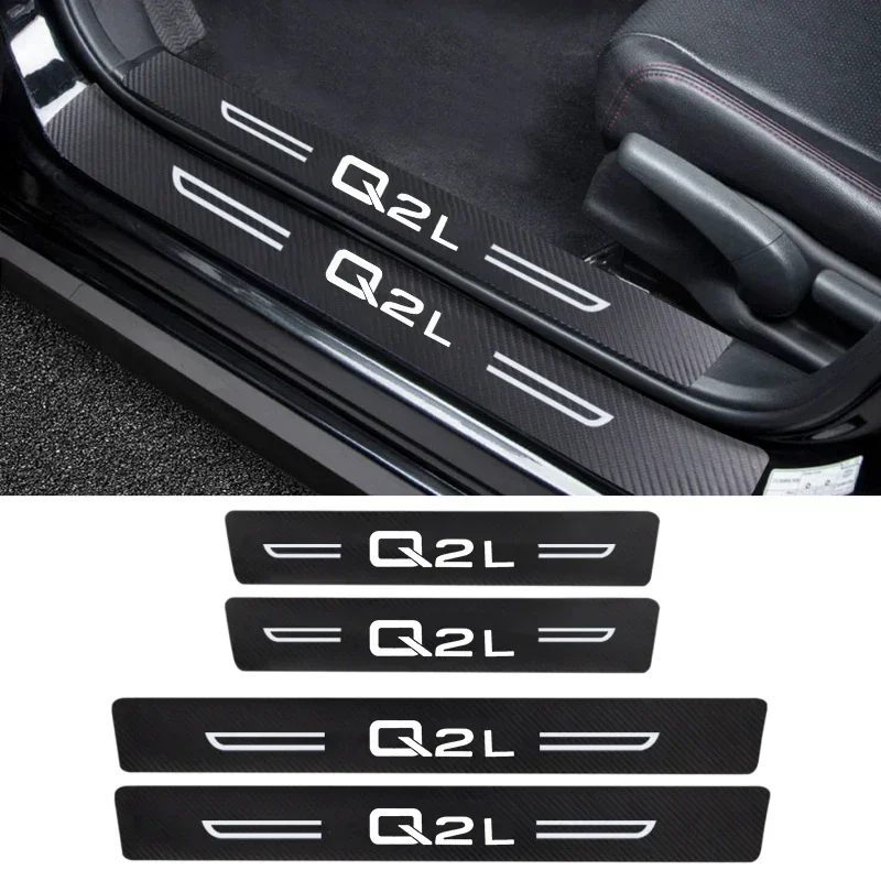 Car Door Threshold Anti Scratch Waterproof Sill Sticker For Audi Q2L Logo Interior Anti‑Kick Stickers Auto Decor Accessories