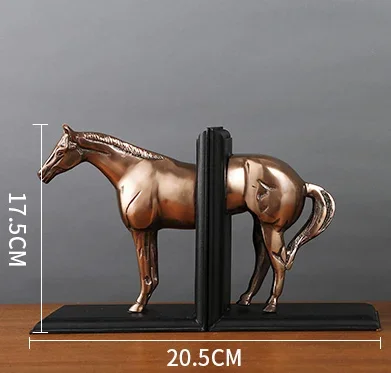 Metal Horse Ornaments Copper Bookend Office Desktop Bookshelf Decoration Accessories Furnishing Decor Crafts Statue Sculpture