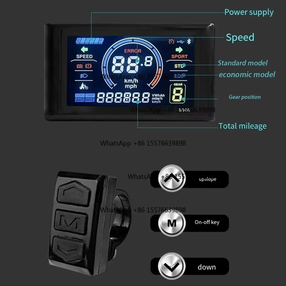 ZOCI-FOR  24-72V E-Bike LCD-S966 Colorful Display Control Panel with NFC Function Waterproof Plug Electric Bicycle Accessories