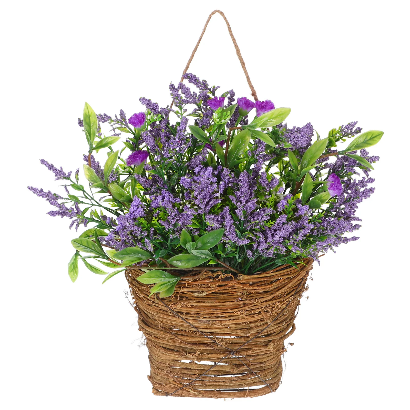 

Wildflower Door Hanging Basket Rattan Woven Front Door Floral Decoration Realistic Artificial Flowers Farmhouse Spring Decor