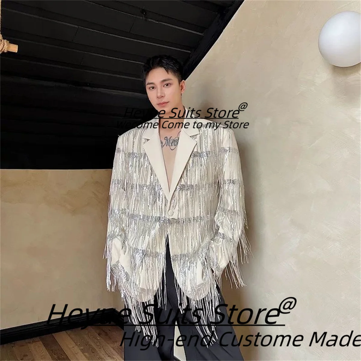 Korean style Handsome Prom Men Suits Loose Notched Lapel Groom Party Tuxedos 2 Pieces Sets Casual Male Blazers Costume Homme