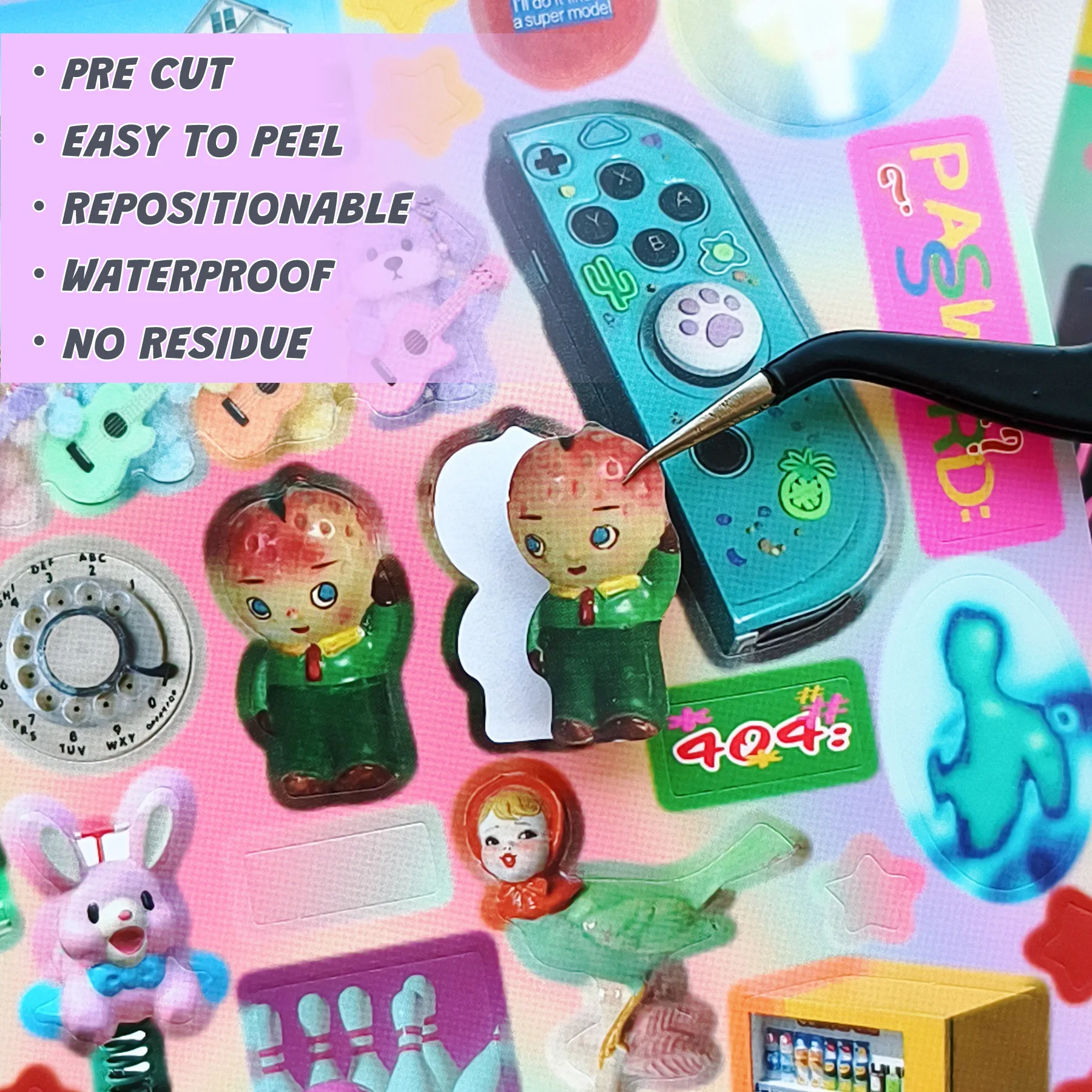 Zufällige Auswahl an 874+ Ästhetischen Aufkleber-Büchern, Y2K Niedliche Sticker für Journaling, Scrapbooking, Planer, DIY Bastelarbeiten und Kartenherstellung – Detail 3