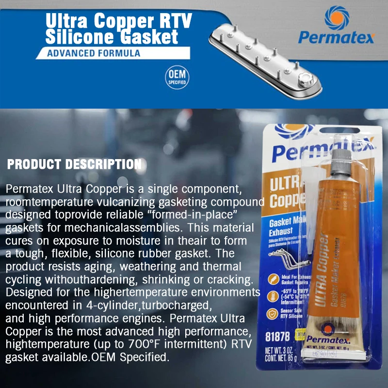 Permatex 81878/101Br Ultra Copper RTV High-Temperature and Oil Resistant Silicone Gasket Adhesive