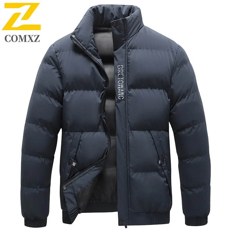 COMXZ Luxurious New Padded Jacket Business Leisure Windproof Jacket Men Travel Anti-Cold Stand Collar Plus Size Winter Outerwear