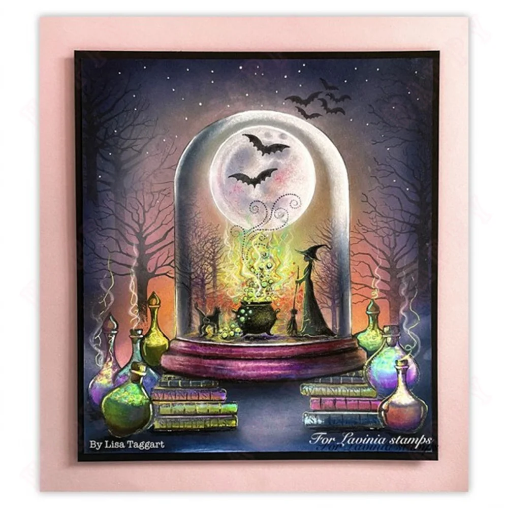 whimsy stamps new 2024 Hallowmas Witching Hour Stamp House Silicone Stamps Scrapbooking Decoration Template Diy Greeting Card