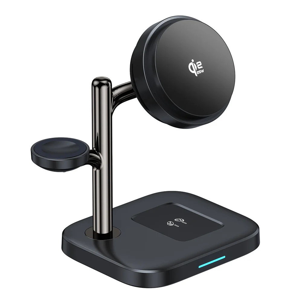 25W 3 in 1 Wireless Charging Station for Apple&Samsung,Wireless Charger for MagSafe iPhone 17/16/15,Galaxy S25/S24/S23,AirPods