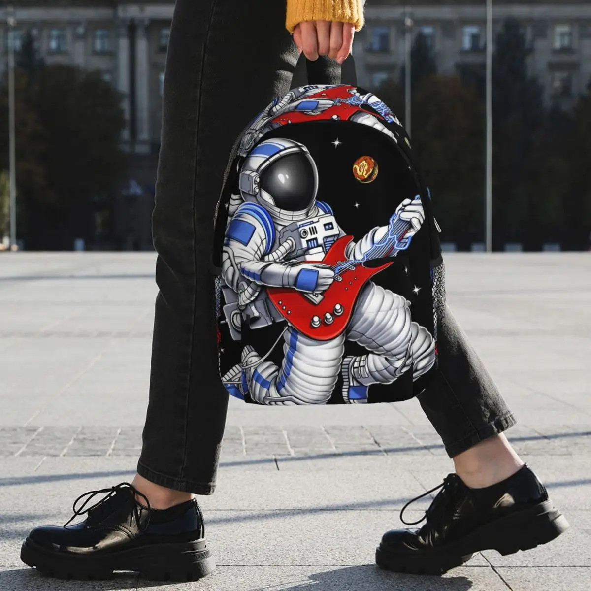 Astronaut Playing Guitar In The Space Backpack Student BookBag Kids School Bag Laptop Shoulder Bags for Boys Girls