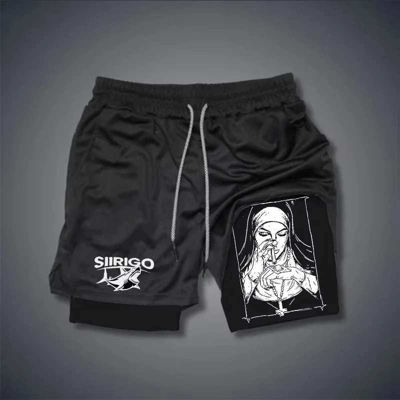 

SUMMER Berserk - Мужские спортивные шорты 2-в-1, быстросохнущие шорты для бега, для тренировок в спортзале и фитнеса, двухслойные