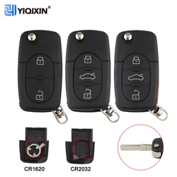 YIQIXIN Flip Remote Car Shell For Audi A2 A3 A4 A6 A8 TT B5 RS4 Quattr 2/3/4 Buttons Smart Fob Case Battery Holder CR1620/CR2032