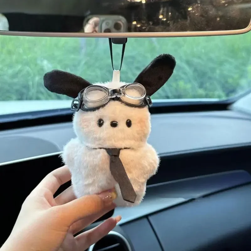 Plush Pochacco doll Anime cartoon Bag Pendant Car Keychain Accessories Kawaii Sanrio Keychain Bow Blush Pochacco Toy Gift for ch image 2