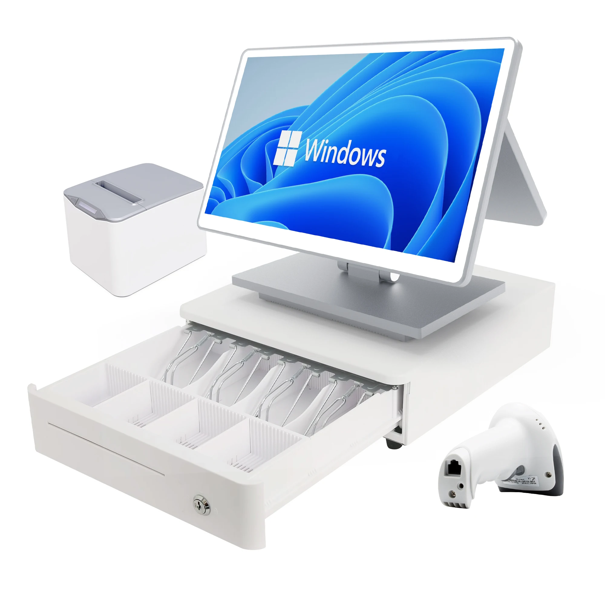 All-In-One POS Hardware With Dual Screen Offline Capabilities Screen Holder For Efficient Cash Register Operations
