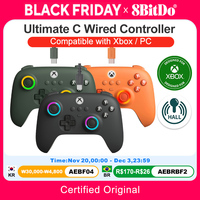 8BitDo Ultimate C Wired XBOX Controller Gamepads PC Xbox Series X S, Xbox One RGB Light Fire Ring Hall Effect Sticks for windows