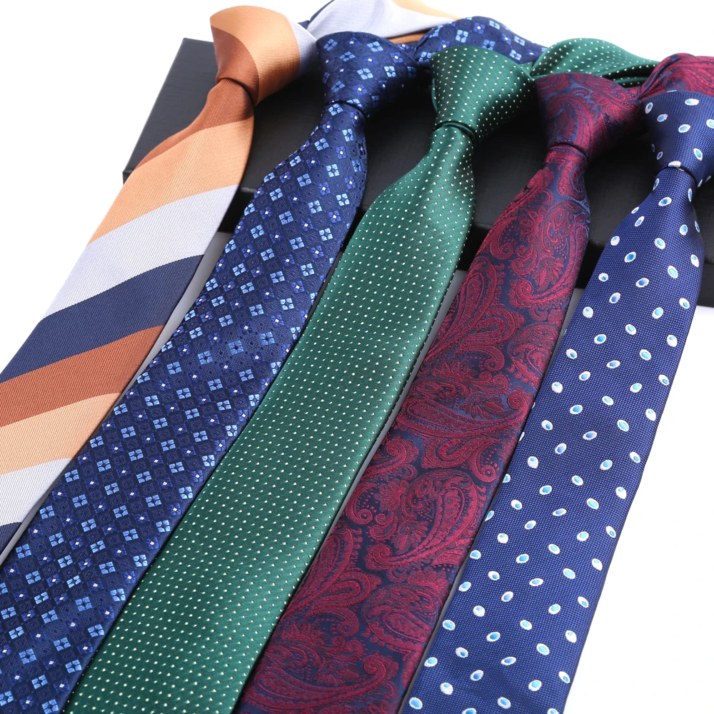 Corbata ajustada multicolor de 6CM para hombre, corbatas de poliéster para hombre, Corbatas de Jacquard florales con puntos a cuadros, Corbatas para fiesta de negocios
