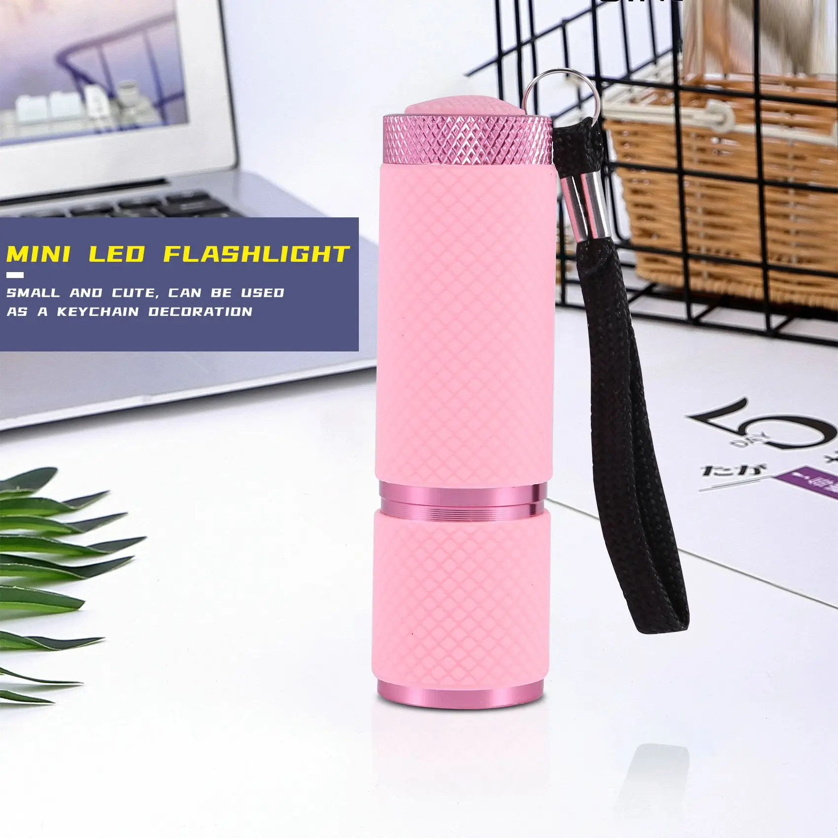 Mini Pink Rubber-Coated 9-LED Flashlight