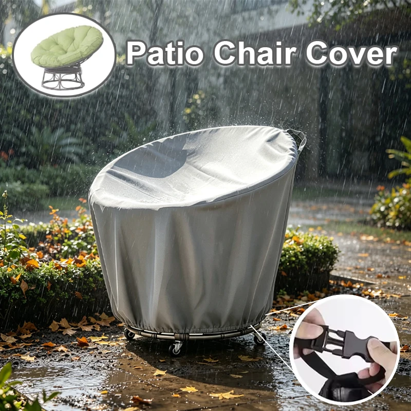 Outdoor Oxford Papasan Rattan Chair Cover Full Wrap Waterproof Dustproof Chair Protector with Portable Carry Handle Easy Install