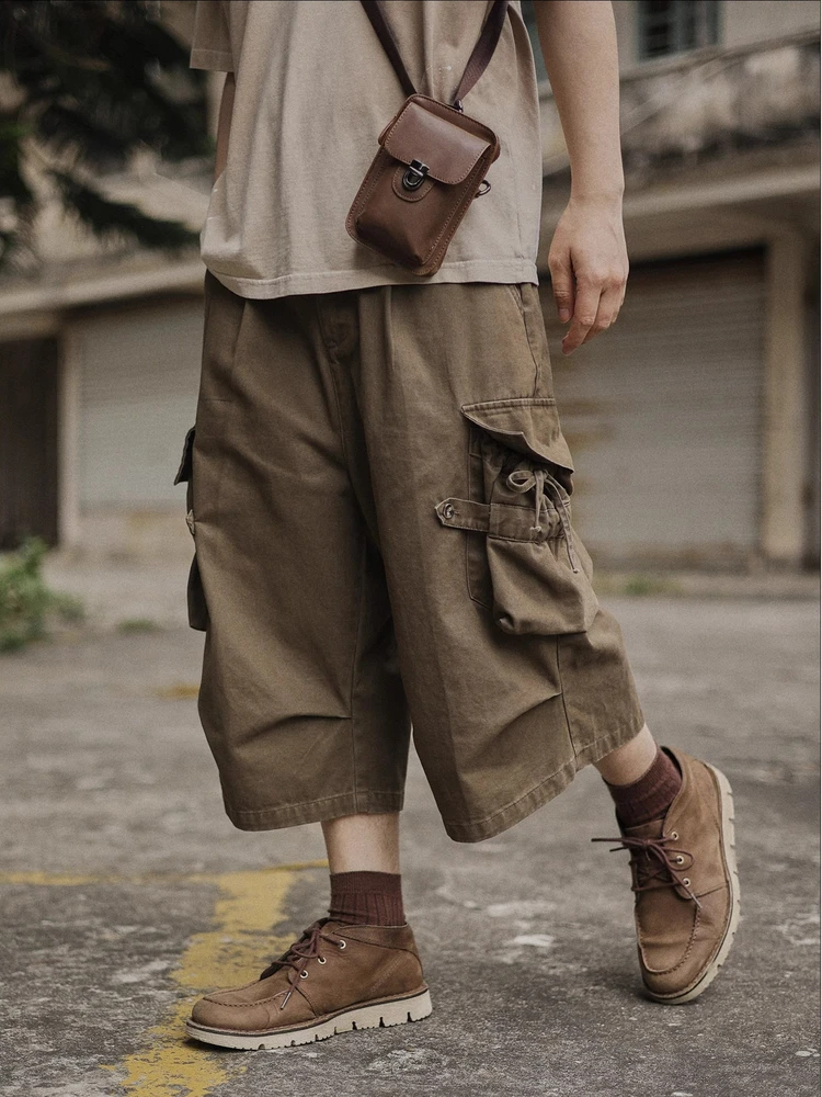 

American Sle Outdoor Loose Workwear Seven-Foot Pants Men Women Summer Design Wide Leg Straight Casual orts Trendy