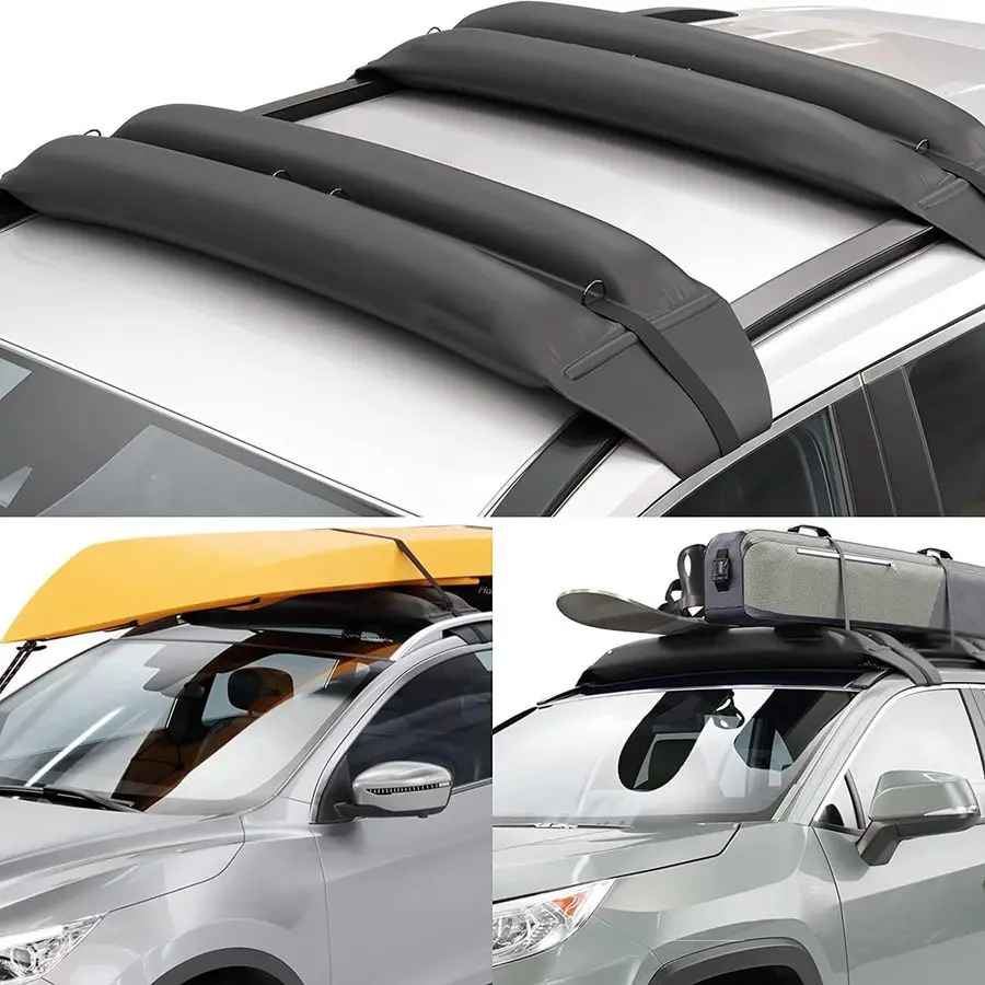 

Car Inflatable Roof Soft Rack Pads Luggage Carrier for Kayaks, Canoes, Surfboards and SUPs Fits Cars and SUVs Black