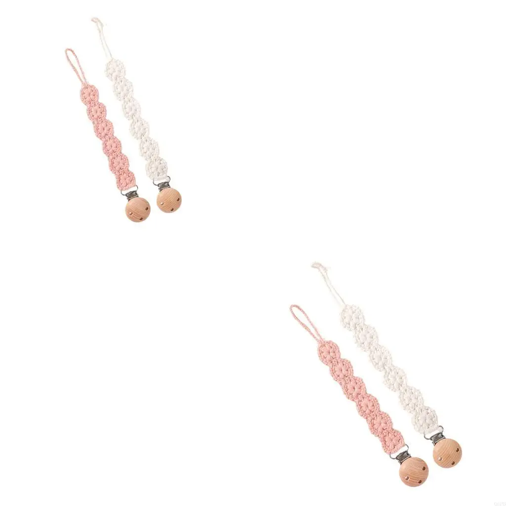 

Set of 2pcs Baby Pacifier Holder Leash Handwoven Teething Toy Strap Fall Prevention Toddler Nipple Chain Lanyard
