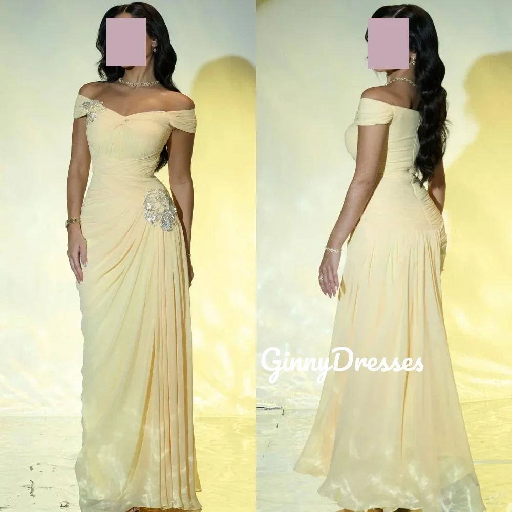 

Vestidos De Festa Customize A-Line Off-The-Shoulder Dress Women Elegant Luxury Floor-Length Ruffle Dubai Luxury Evening Dress