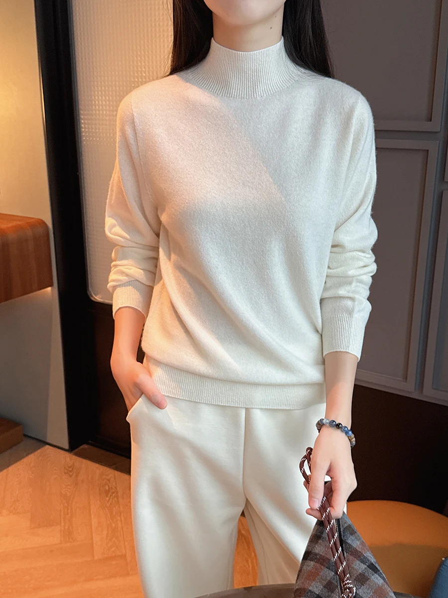 

Fiber Queen Camere Sweater f High Collar Women's Base Layer irt Slimming Meat Covering Top 2025 Autumn Loose Fit