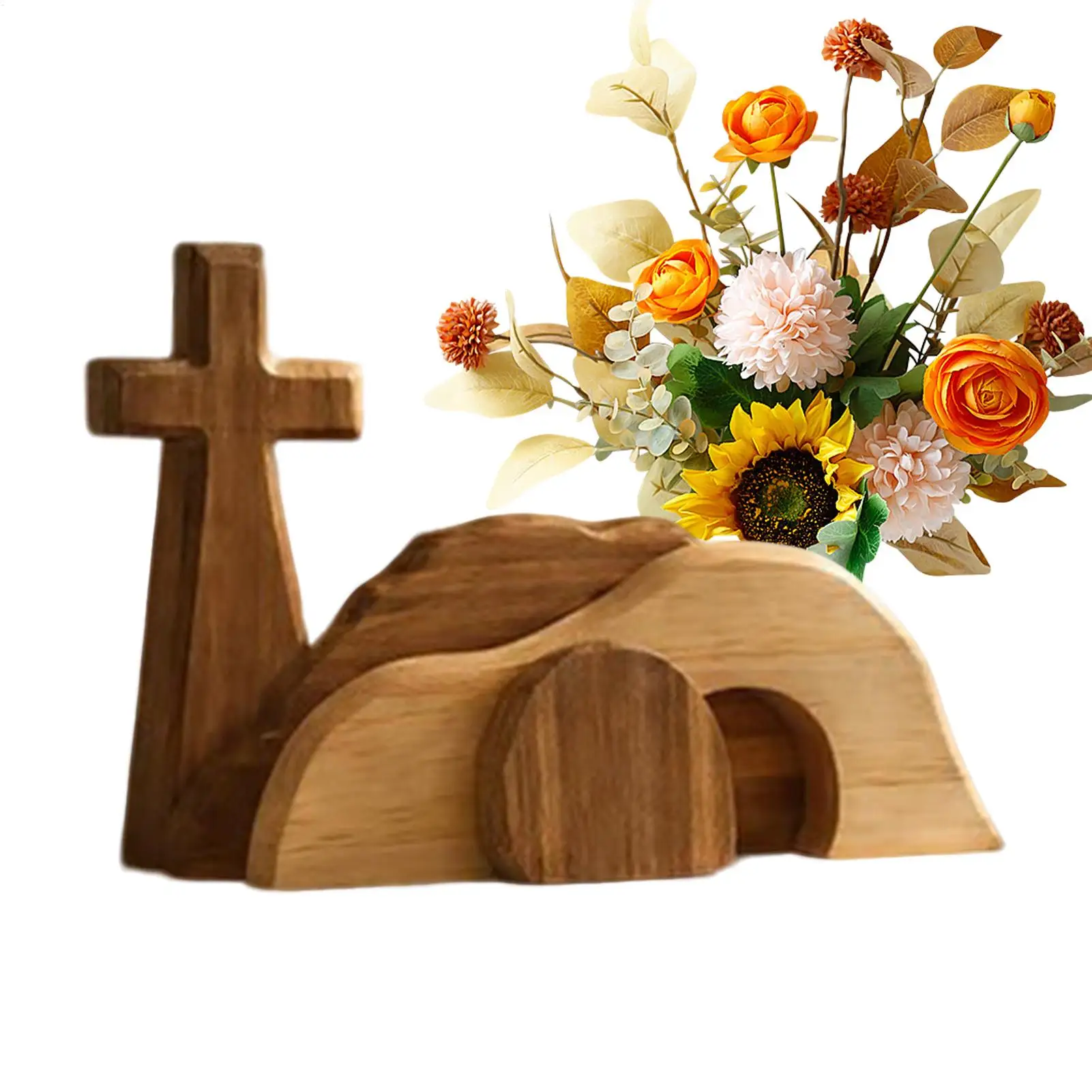 2026 Empty Tomb Decor Wooden Tabletop Ornaments Easter Tomb Display For Home Church Mantle Shelf Desk Family Holiday Spring