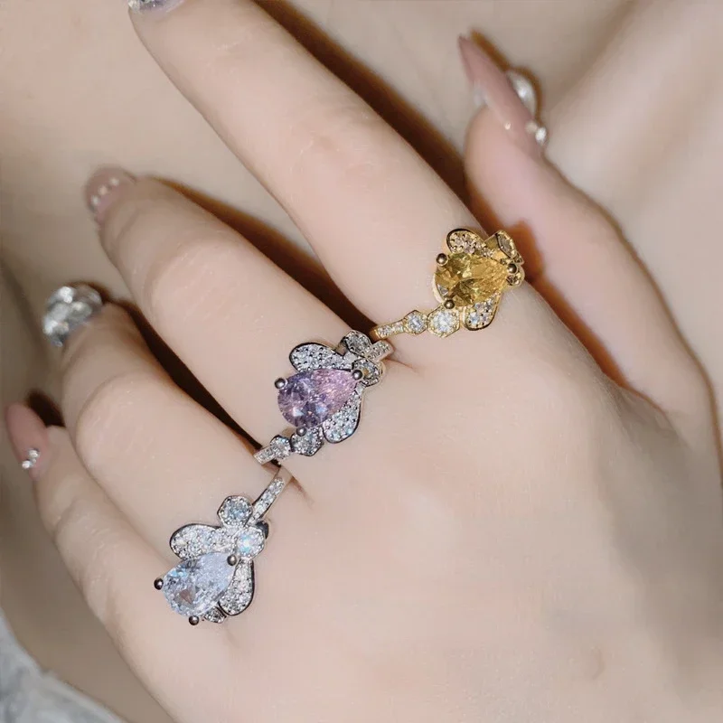 

MDLFES Moiss1n Новое летнее ночное кольцо со светлячком в стиле бриллиантов, винтажное нишевое кольцо сотового цвета с покрытием 18 карат