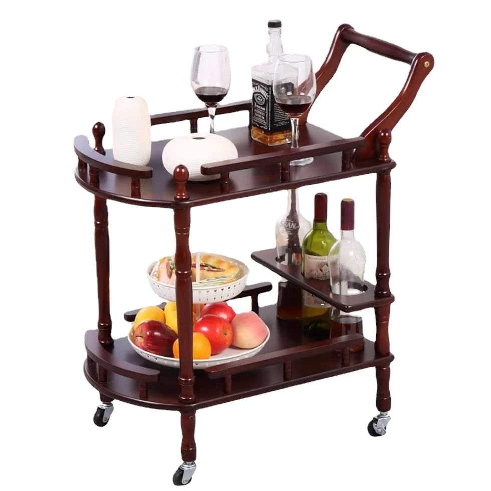 Restaurant food service trolley commercial prices 4 wheel solid wooden tea kitchen food serving trolley