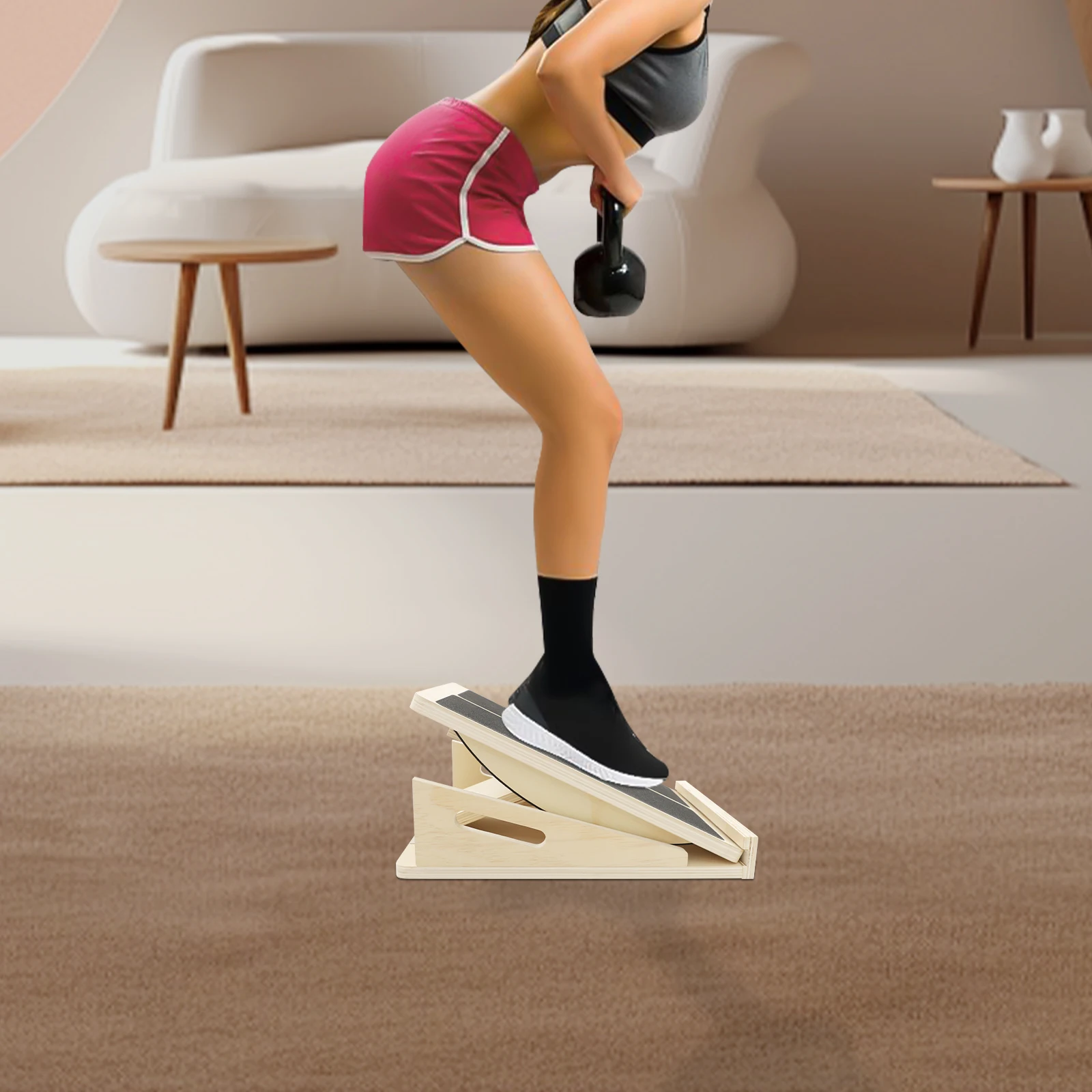 2-in-1 Schrägbrett für Sport und Balance, Verstellbares Neigungsbrett und Wadenstrecker, Hüftstoß-Trainingsgerät für Heimfitness – Detail 6