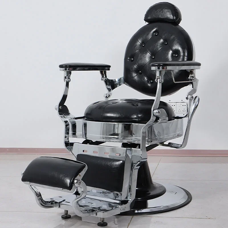 

Hydraulic Chairs Beauty Black Barber Tilted Chair Reclining Salon Gold Wheels Hairdressing Professional Aesthetic Makeup Brow
