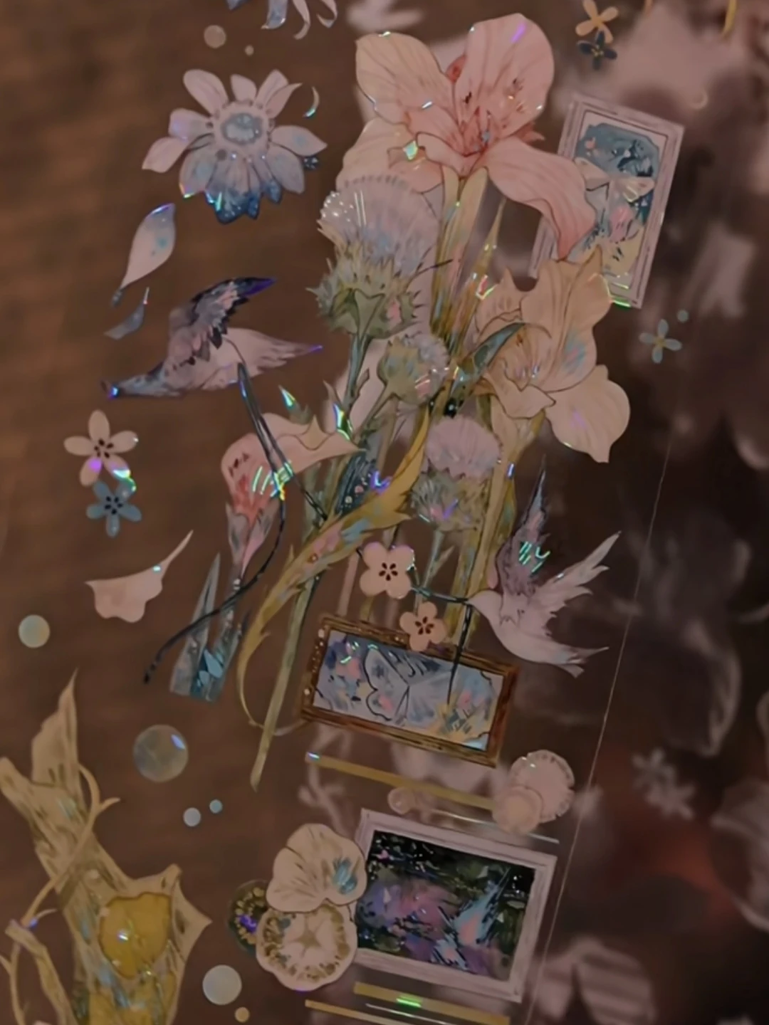 زهرة الطحلب شل ضوء لامعة الحيوانات الأليفة الشريط Gu Mei قاعدة خلفية زهرة الوردي #4