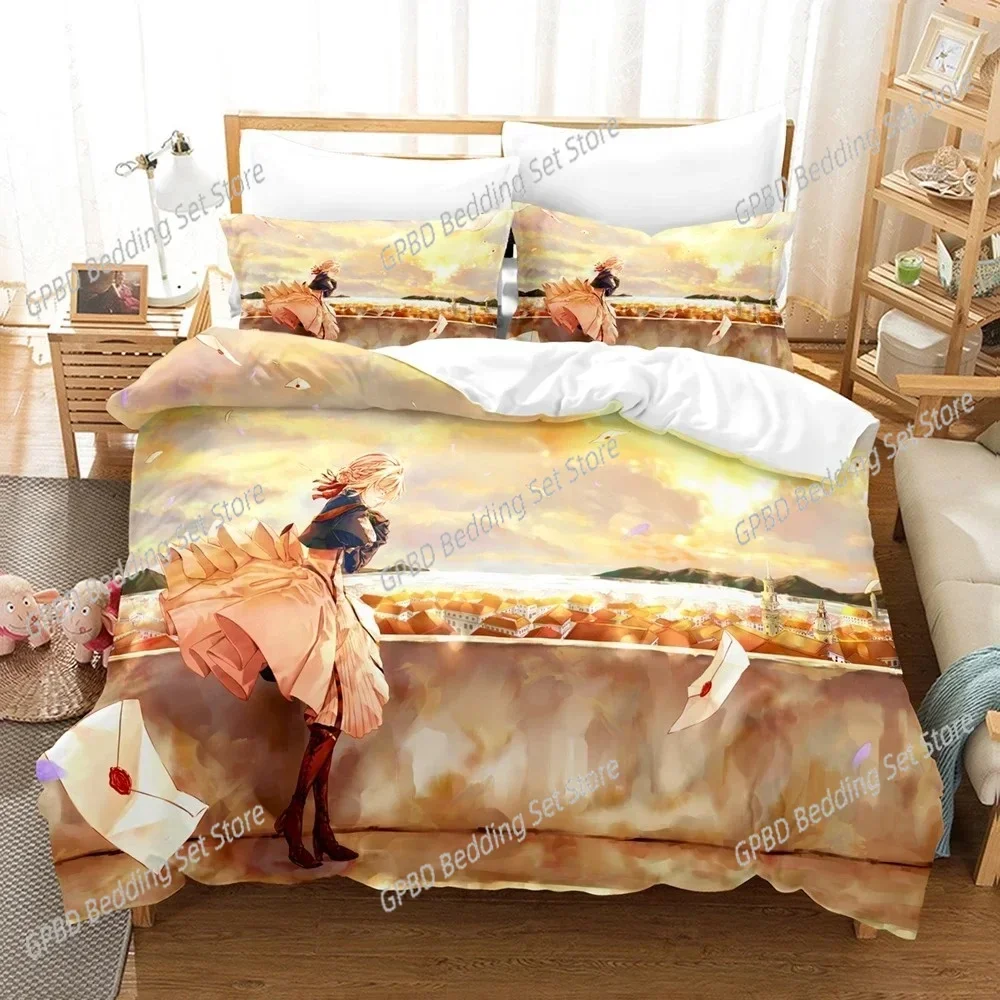 Anime Violet Evergarden Bedding Set Single Twin Double Queen King Cal King Size Bed Linen Set