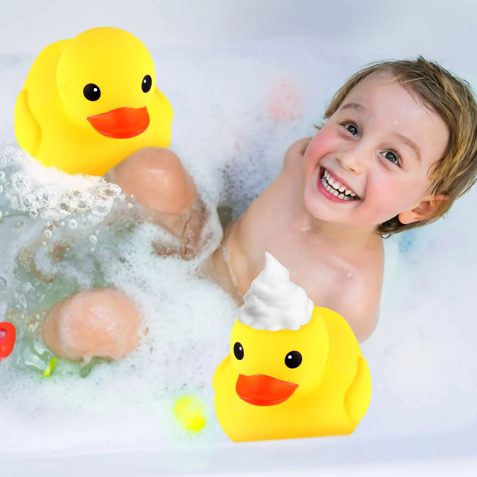 1/2 Pcs Rubber Duck 10.2 Inch Duck Toy Giant Rubber Duck Large Rubber Ducky Toy Squeaky Big Yellow Rubber Ducks