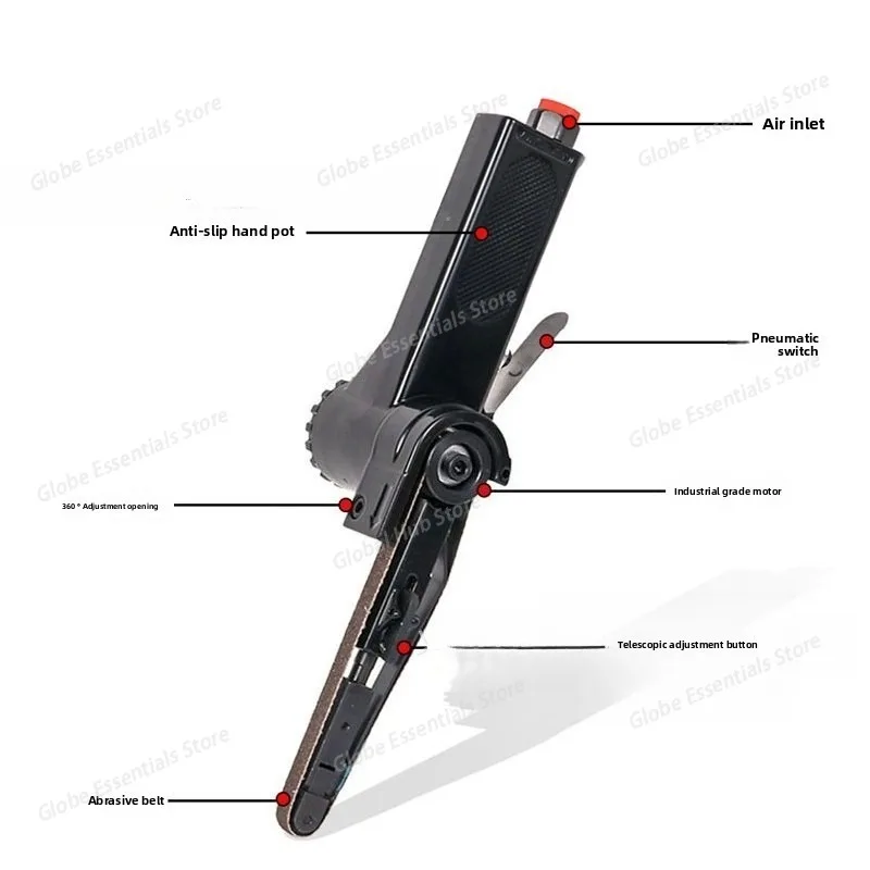 10mm Pneumatic Belt Sander Air Roller Polisher High Speed for Metal Polishing and Wood
