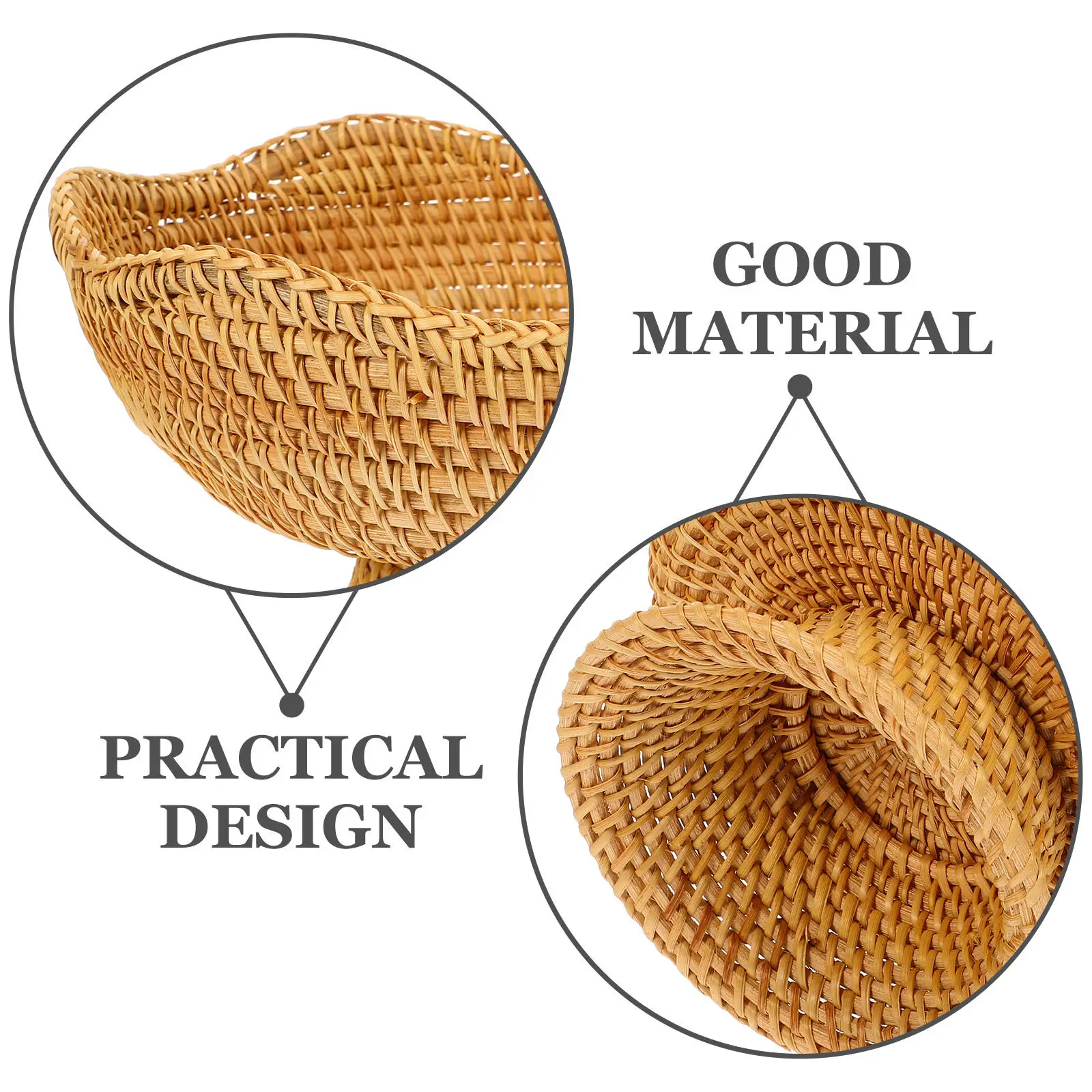 Handwoven Natural Rattan Small Round Storage Basket Desktop Organizer for Keys Wallet Phone Snacks Fruit Bread Chips Condiments