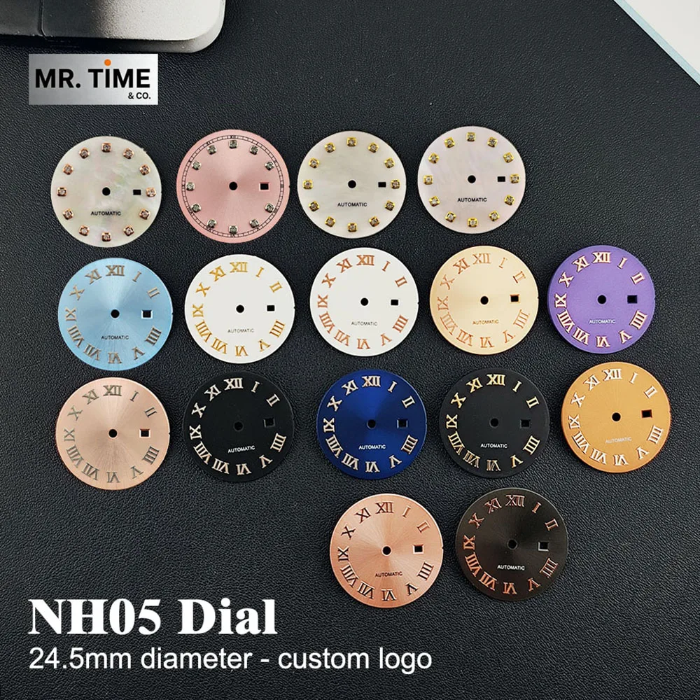 Hot NH05 dial ladies' automatic watch 24.5mm custom logo dial Roman numeral dial suitable for NH05 movement watch accessories