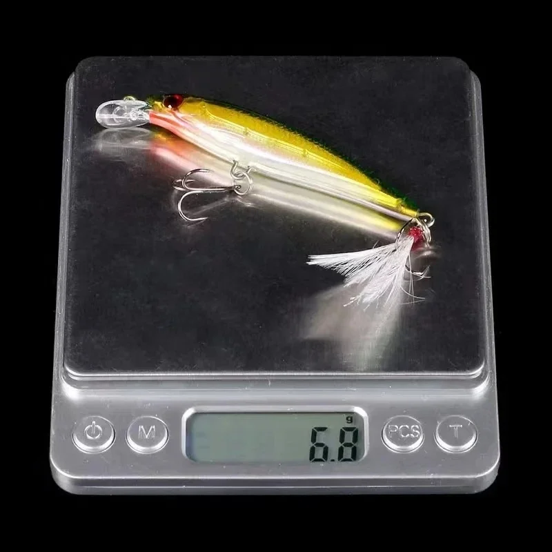 10pcs Larser Minnow Fishing Lures Set Catch Bass Faster with Feather Hook Artificial Bait Crankbait 9cm/7g image 6