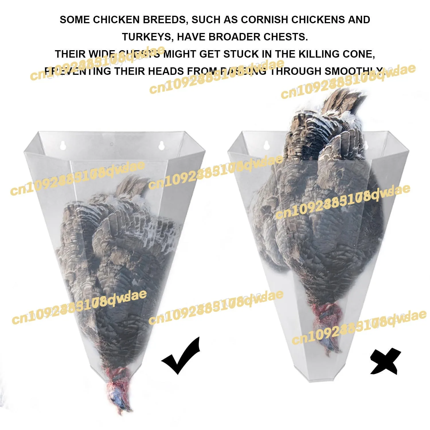 مخروط قتل الدجاج متوسط الحجم، مخروط ربط الدواجن من الفولاذ المجلفن لقتل الدجاج، مناسب للطبقات الكبيرة #3