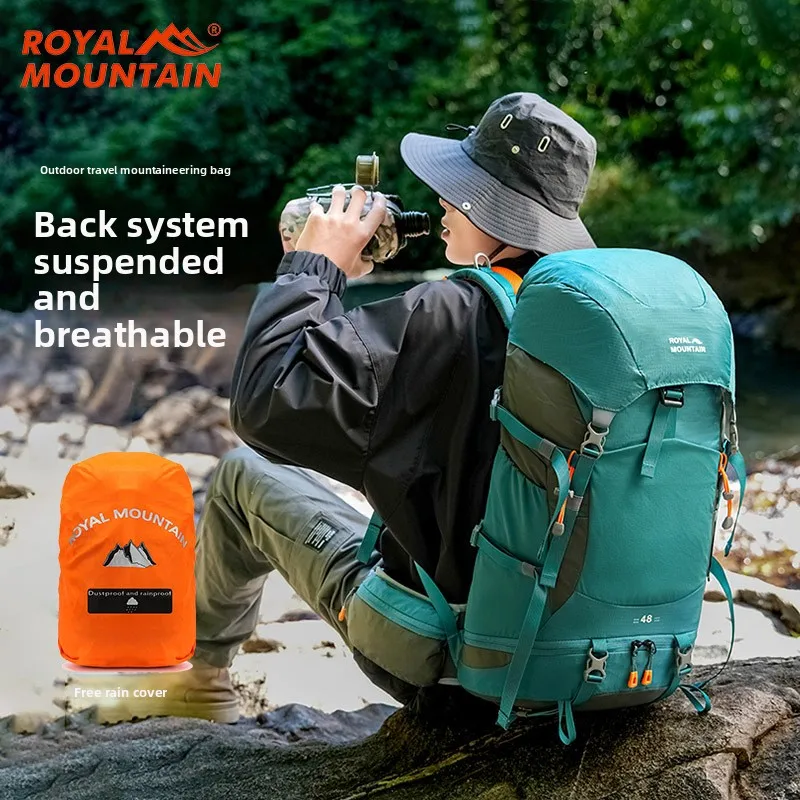 Men's 48L Outdoor Sport Backpack - Large Capacity Trekking Hiking Mountaineering Shoulder Bag w/Rain Cover, Camping Travel