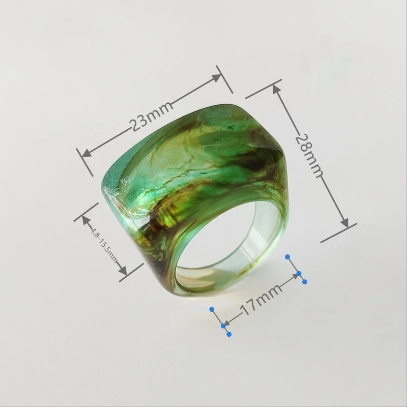 Fashion Creative Resin Acrylic Ring Vintage Simple Geometric Square Finger Rings for Women Men Jewelry