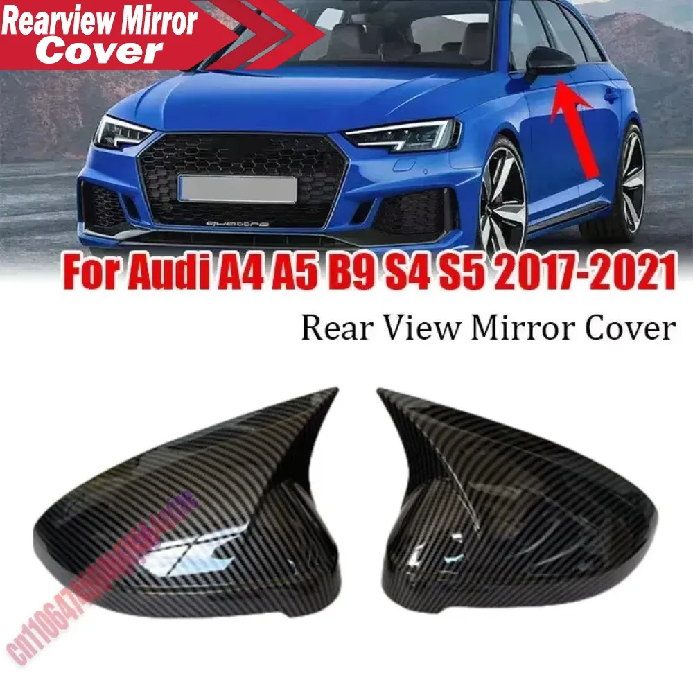 For Audi A4 B9 S4 A5 S5 2017-2021 ABS Car Rearview Side Mirror Cover Wing Cap Exterior Door Housing Trim Adhesive Sticker