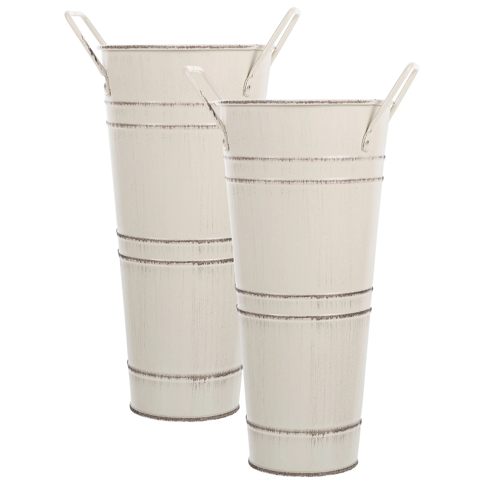 

2Pcs Rustic Vintage Iron Flower Bucket Decorative Planter for Floral Arrangement and Home Use Flower Bucket Vintage Vase