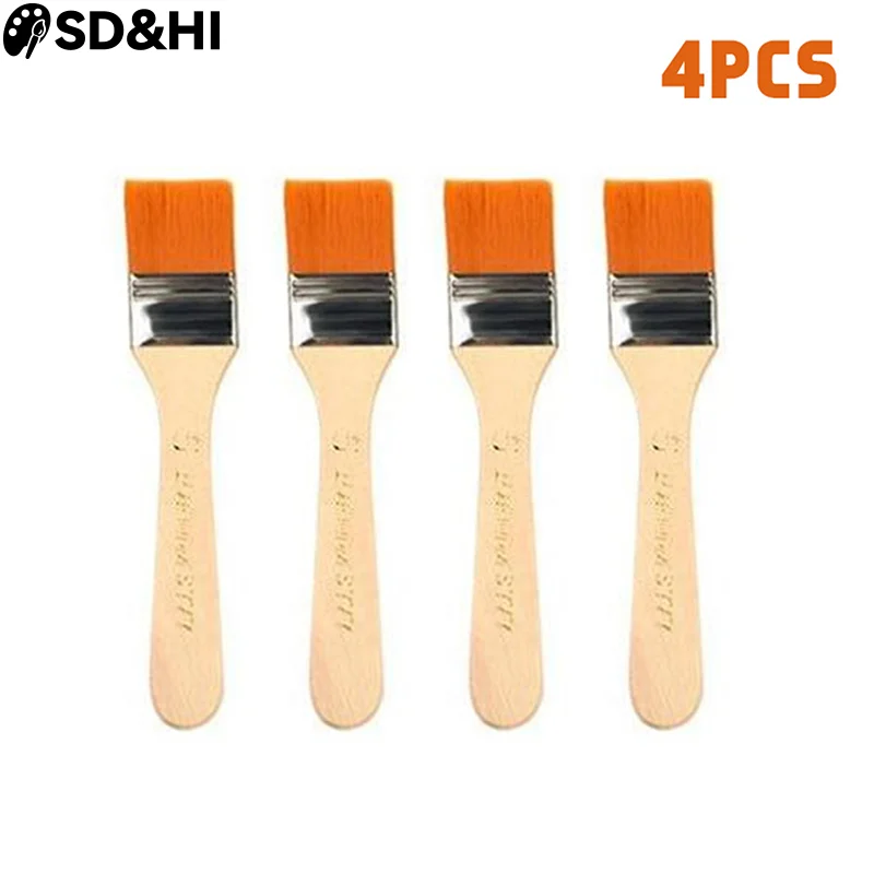 

4Pcs/Set Hair Painting Brush Acrylic Paints Nylon Oil Paint Brush Watercolor Paint Drawing Art Supplies Wood Handles