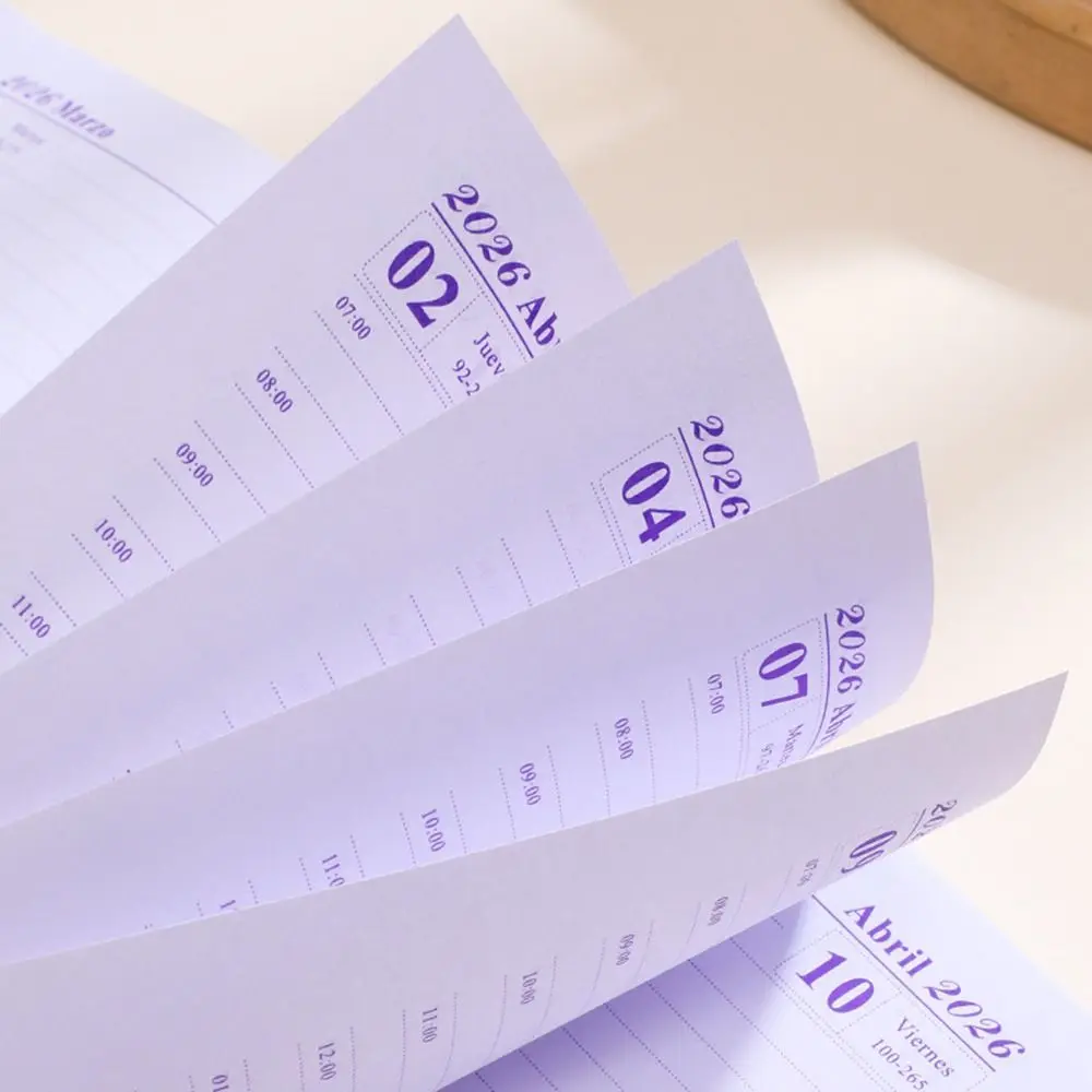 English 2026 Schedule Planner Notepad Wear-resistant Bookmark 365 Days Efficiency Notebook Thick Paper Simple