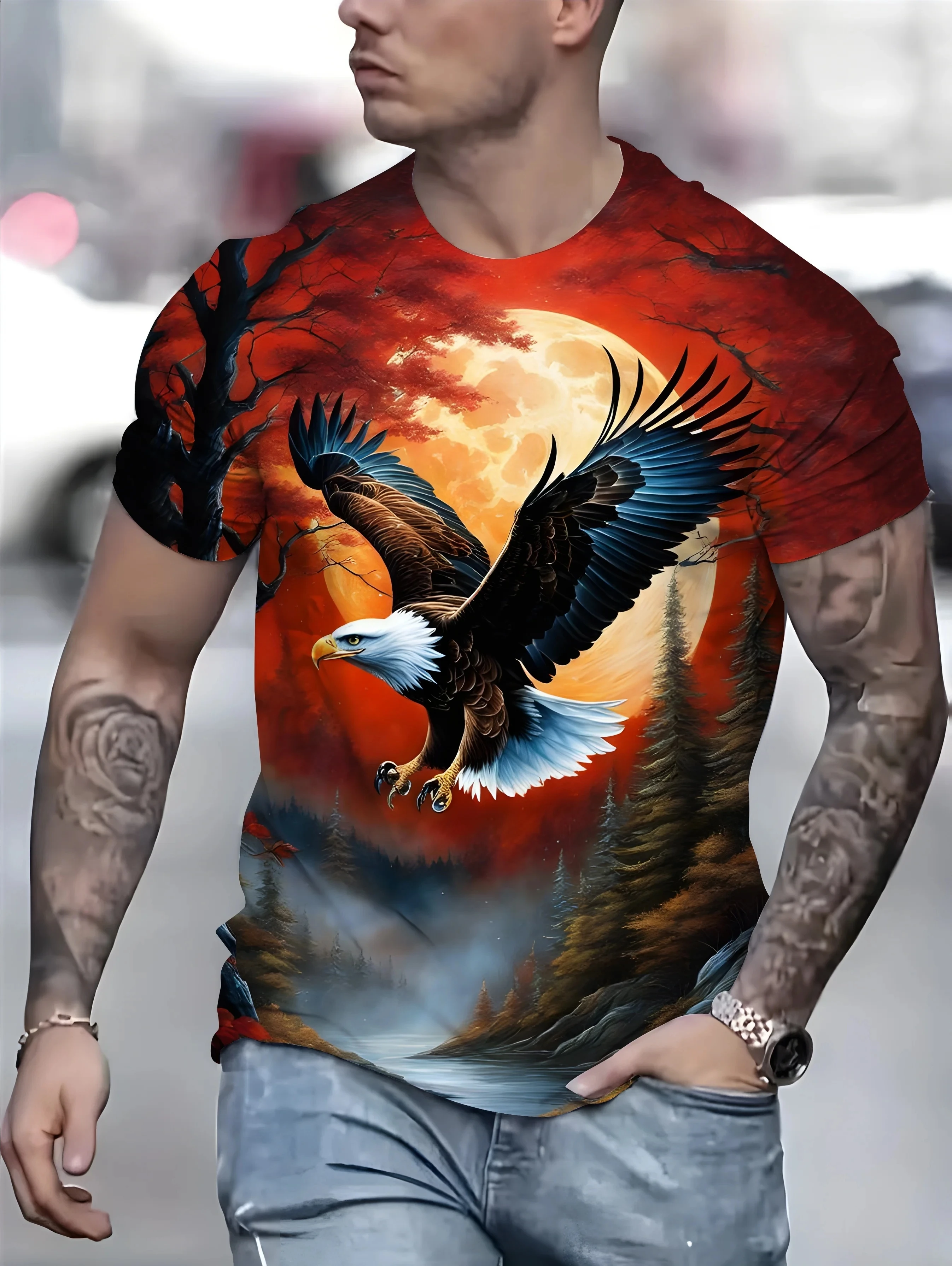 Moda verão nova camiseta impressa masculina esportes e lazer plus size confortável masculino manga curta topo de secagem rápida