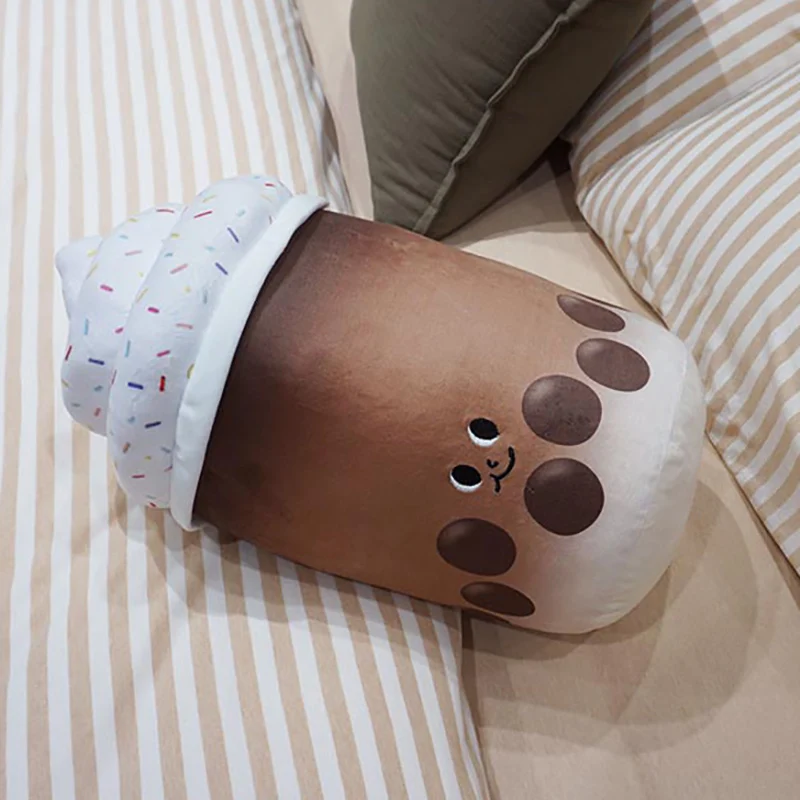 38cm Ijs Bubble Tea Pluche Kussen Gevuld Koffie Aardbei Bosbes Appelsap Parels Melk Thee Kussen Decoratie Cadeau