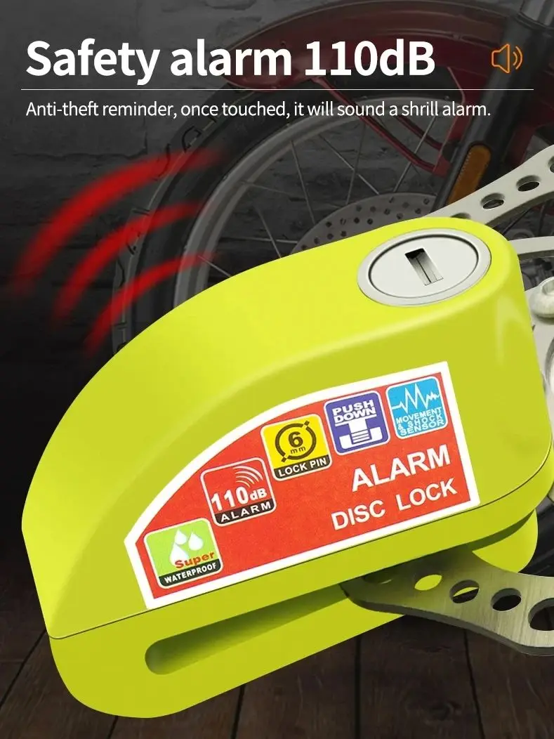 AliExpress NONE Motorcycle Bicycle Lock Alarm Safety Protection Padlock Disc Aluminum Alloy Anti-Theft Reminder Rope Lock Bag Motorcycle Accesso