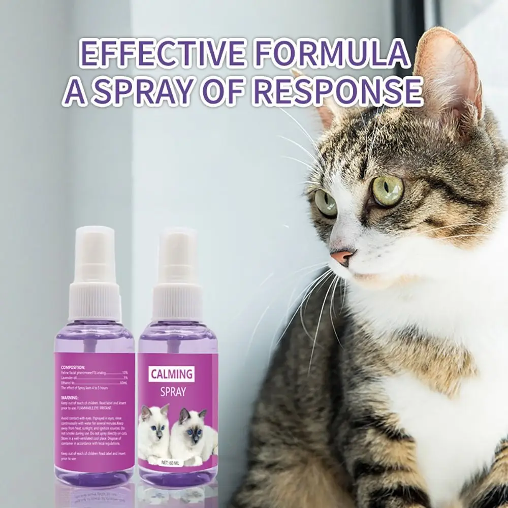 Anti Stress Cat Calming Spray New Reduction Pacify 60ml Pet Supplies Portable Pheromone Soothing Spray